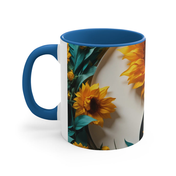 Sunflower Turquoise Elegance - Accent Coffee Mug - Mug - g(0D·IO) - Pink - 11oz -