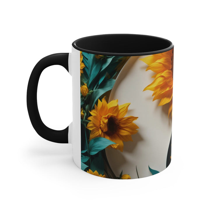 Sunflower Turquoise Elegance - Accent Coffee Mug - Mug - g(0D·IO) - Pink - 11oz -