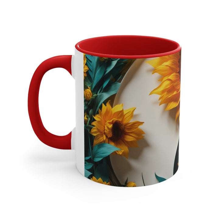 Sunflower Turquoise Elegance - Accent Coffee Mug - Mug - g(0D·IO) - Pink - 11oz -