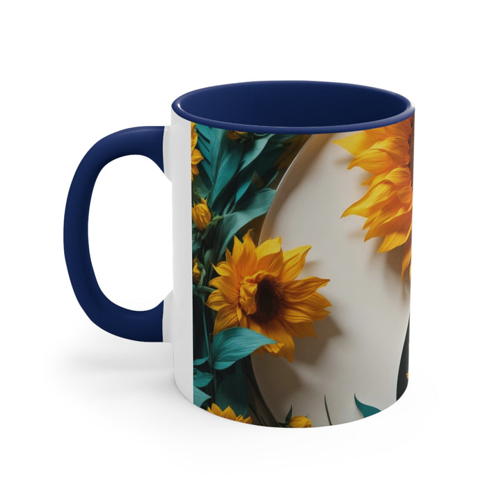 Sunflower Turquoise Elegance - Accent Coffee Mug - Mug - g(0D·IO) - Pink - 11oz -