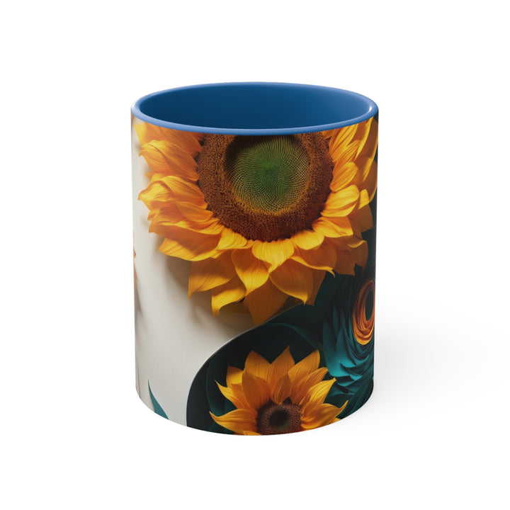 Sunflower Turquoise Elegance - Accent Coffee Mug - Mug - g(0D·IO) - Blue - 11oz -