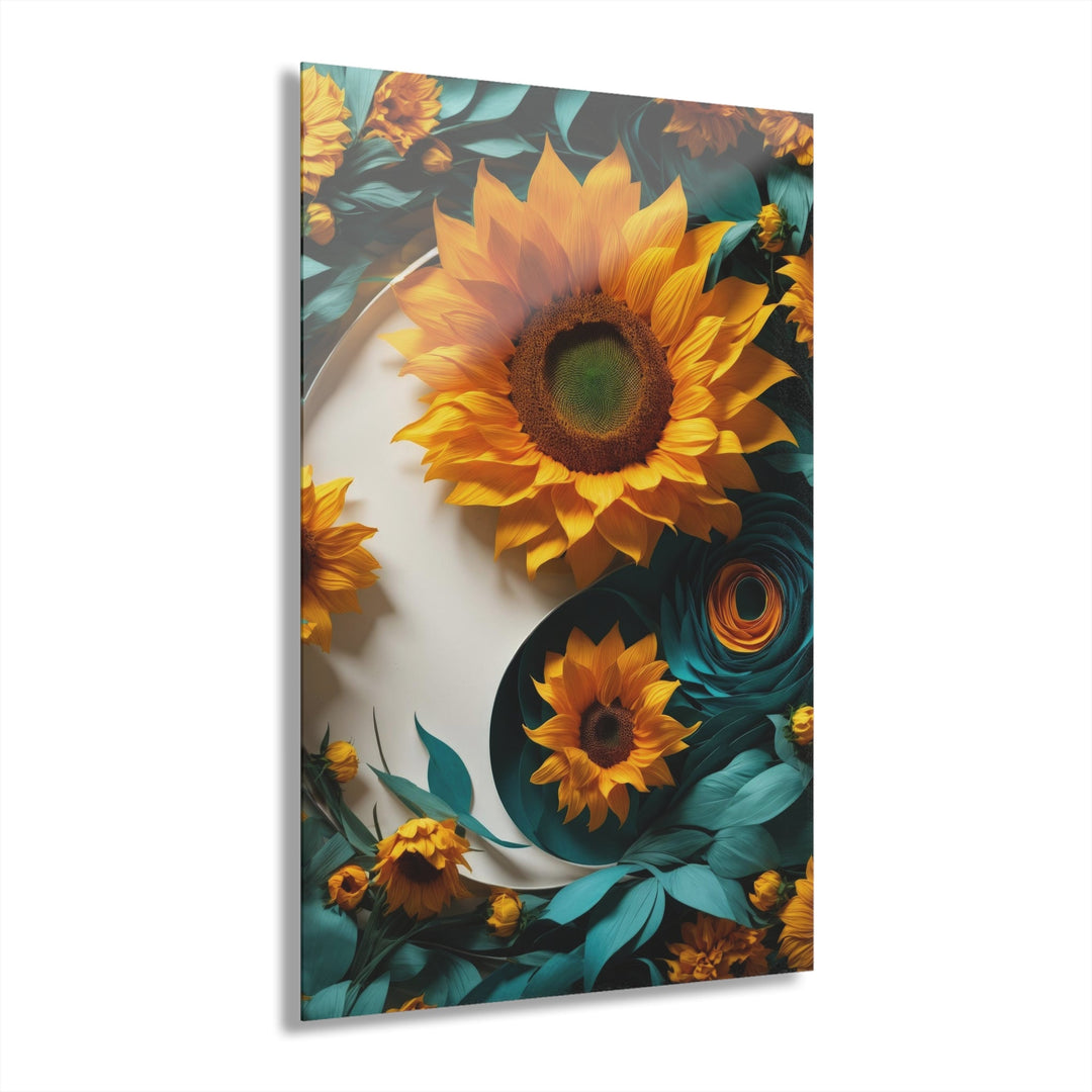 Sunflower Turquoise Elegance - Acrylic Prints (French Cleat Hanging) - Home Decor - g(0D·IO) - 24" x 36" (Vertical) - 0.25'' -