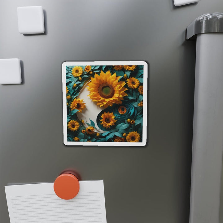 Sunflower Turquoise Elegance - Die-cut Magnet - Home Decor - g(0D·IO) - 6 × 6" - Die-Cut - 1 pc
