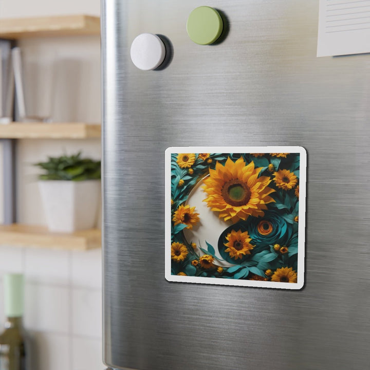 Sunflower Turquoise Elegance - Die-cut Magnet - Home Decor - g(0D·IO) - 6 × 6" - Die-Cut - 1 pc