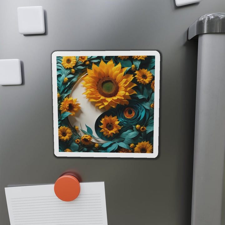 Sunflower Turquoise Elegance - Die-cut Magnet - Home Decor - g(0D·IO) - 6 × 6" - Die-Cut - 1 pc
