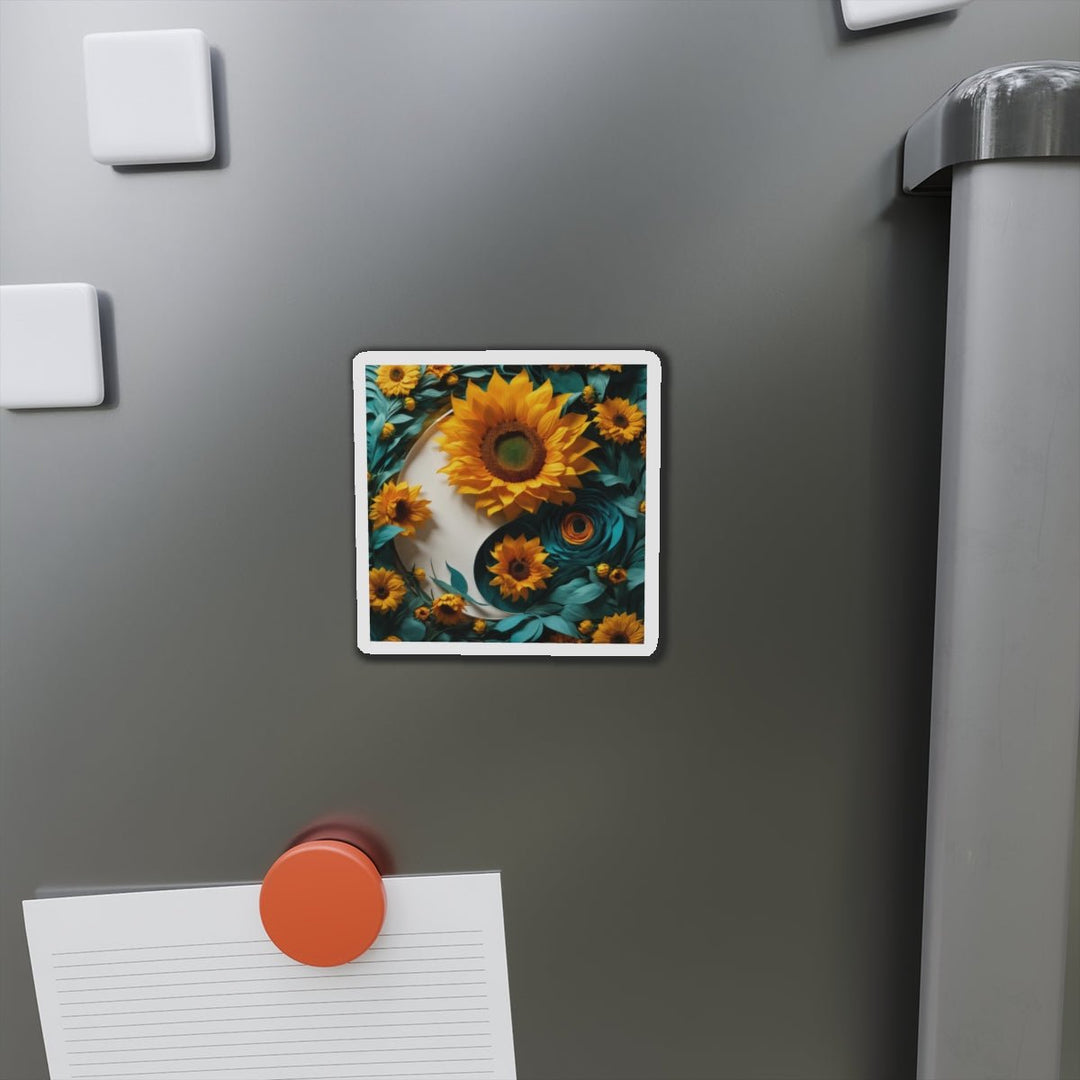 Sunflower Turquoise Elegance - Die-cut Magnet - Home Decor - g(0D·IO) - 6 × 6" - Die-Cut - 1 pc