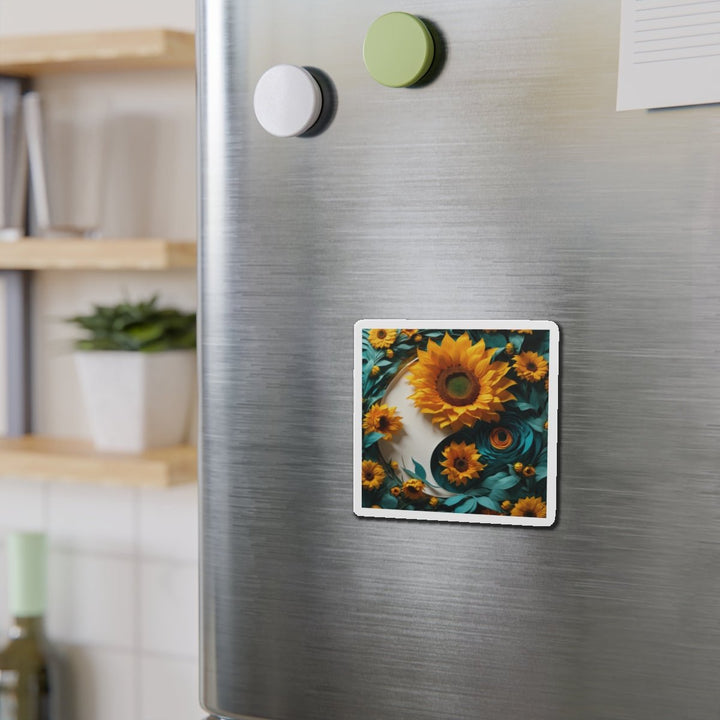 Sunflower Turquoise Elegance - Die-cut Magnet - Home Decor - g(0D·IO) - 6 × 6" - Die-Cut - 1 pc