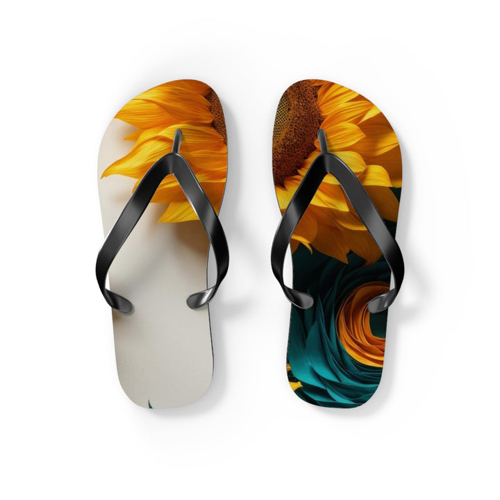 Sunflower Turquoise Elegance - Flip Flops - Shoes - g(0D·IO) - S - Black sole -