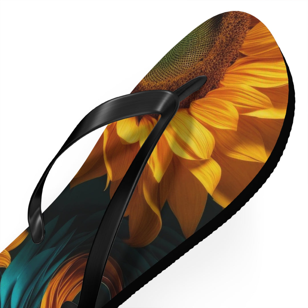 Sunflower Turquoise Elegance - Flip Flops - Shoes - g(0D·IO) - XL - Black sole -