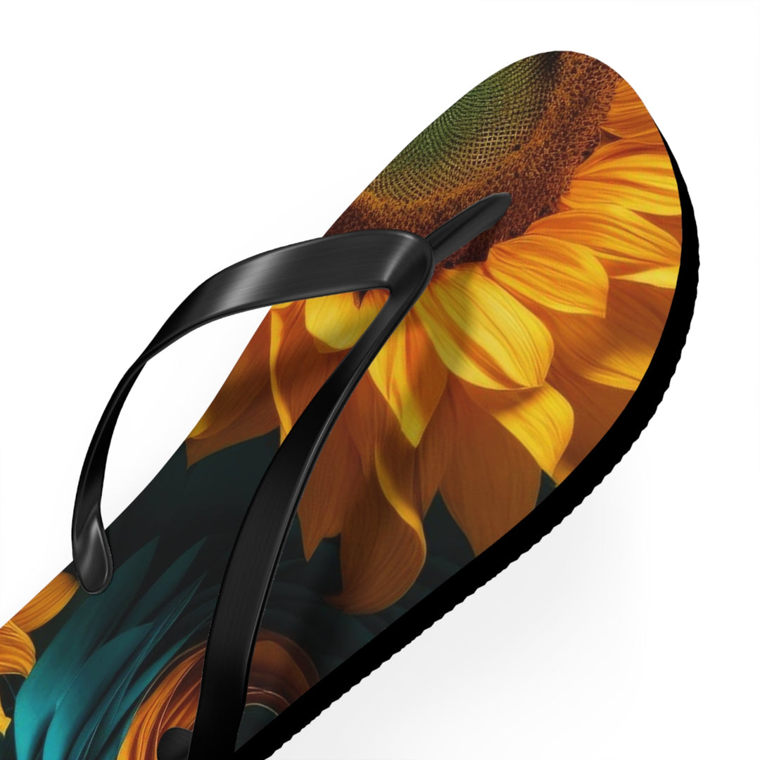 Sunflower Turquoise Elegance - Flip Flops - Shoes - g(0D·IO) - XL - Black sole -