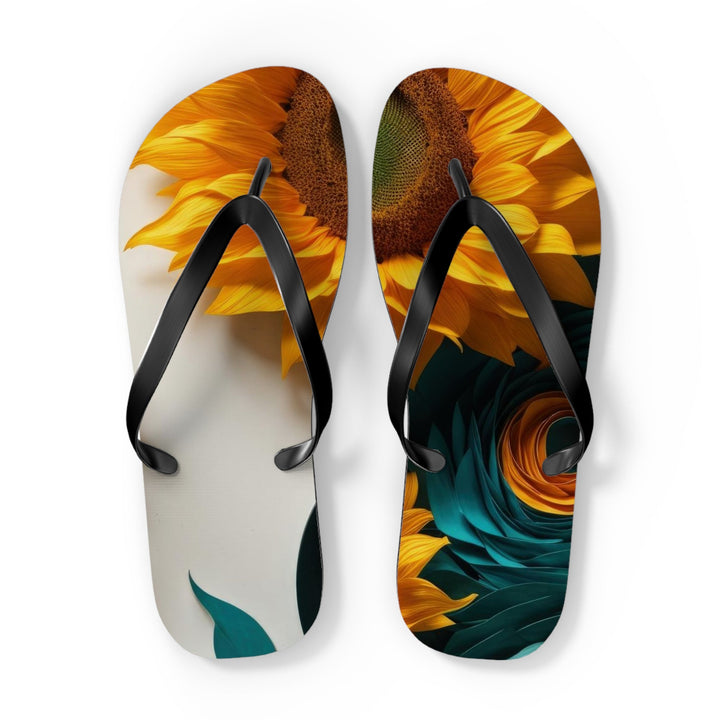 Sunflower Turquoise Elegance - Flip Flops - Shoes - g(0D·IO) - XL - Black sole -