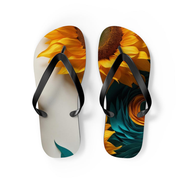 Sunflower Turquoise Elegance - Flip Flops - Shoes - g(0D·IO) - M - Black sole -