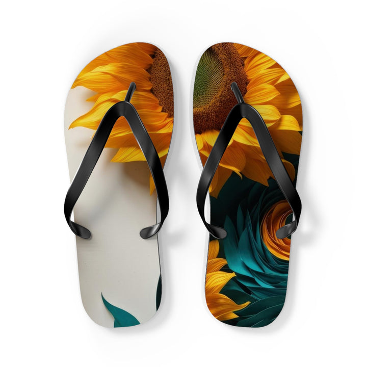 Sunflower Turquoise Elegance - Flip Flops - Shoes - g(0D·IO) - L - Black sole -