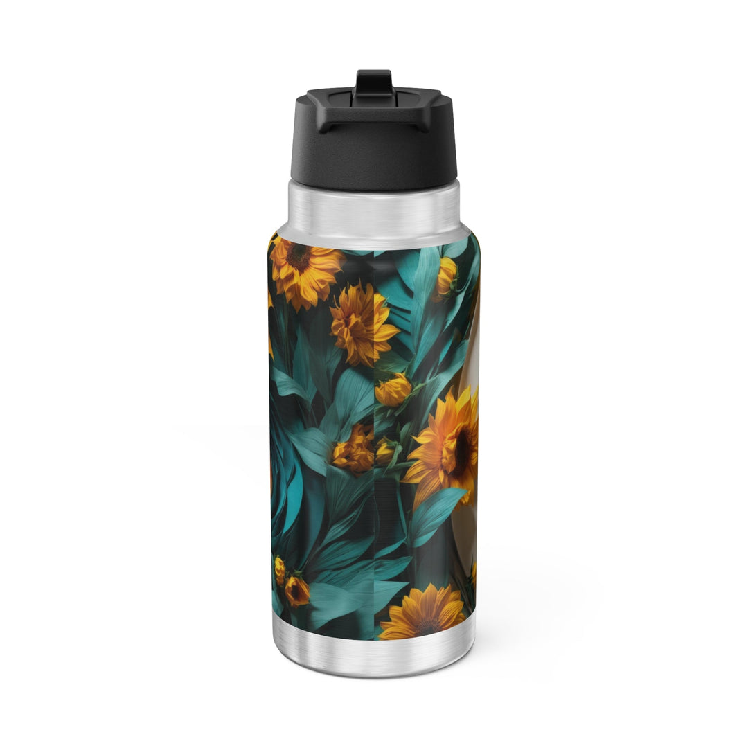 Sunflower Turquoise Elegance - Gator Tumbler 32oz - Mug - g(0D·IO) - Silver - 32oz -