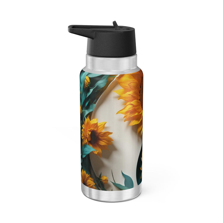 Sunflower Turquoise Elegance - Gator Tumbler 32oz - Mug - g(0D·IO) - Silver - 32oz -