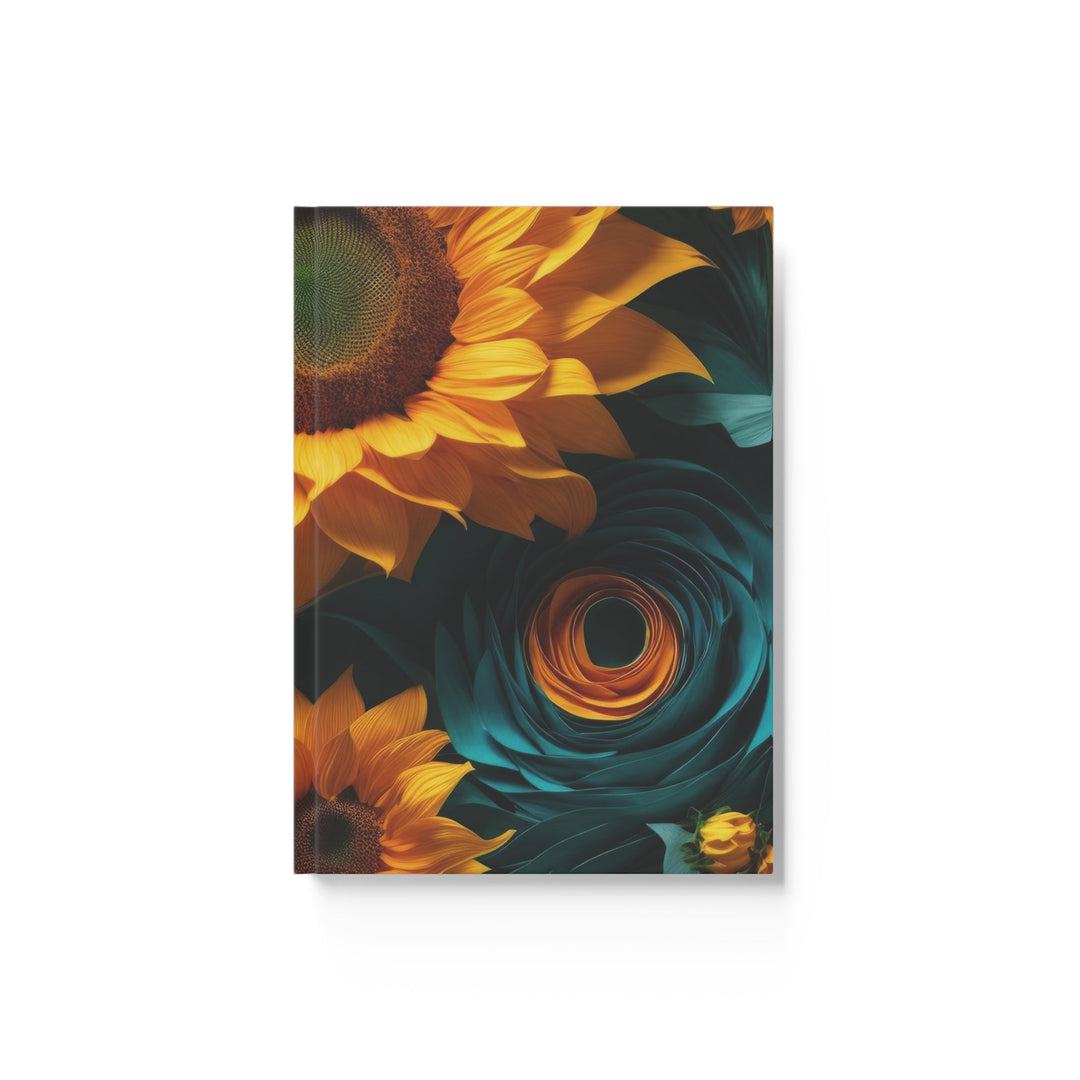 Sunflower Turquoise Elegance - Hard Backed Journal - Paper products - g(0D·IO) - Ruled line - A5 - White