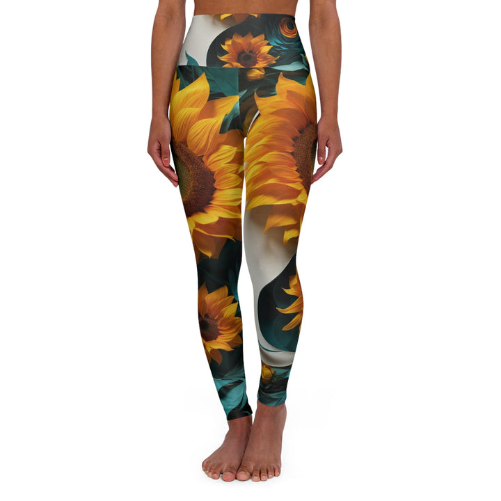 Sunflower Turquoise Elegance - High Waisted AOP Yoga Leggings - All Over Prints - g(0D·IO) - XS - -