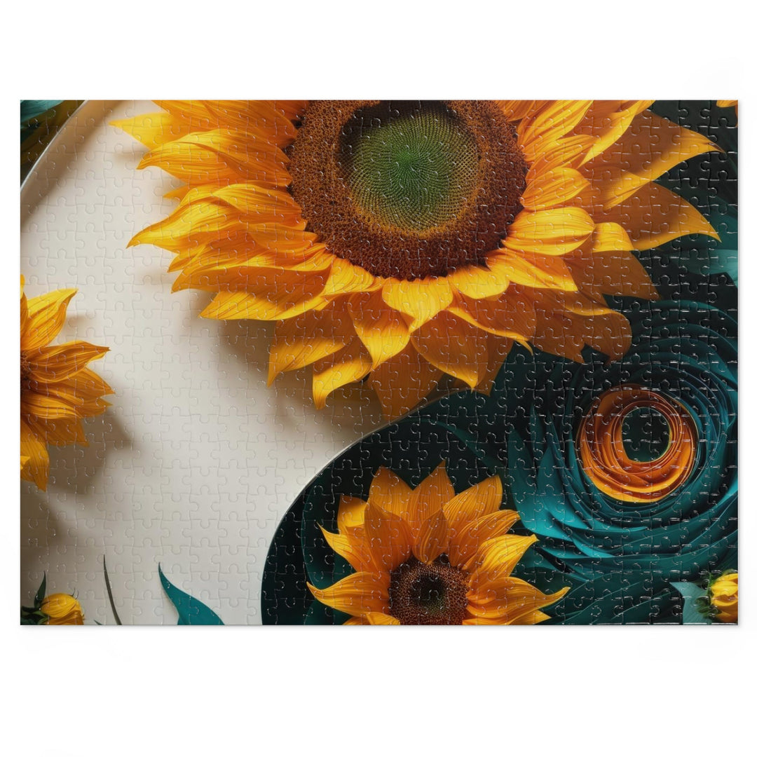 Sunflower Turquoise Elegance - Jigsaw Puzzle (100, 252, 500, 1000 pieces) - Puzzle - g(0D·IO) - 20.5" × 15" (500 pcs) - -