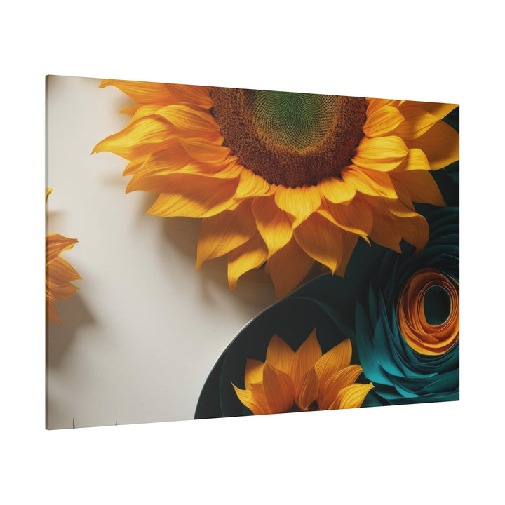 Sunflower Turquoise Elegance - Matte Canvas - Canvas - g(0D·IO) - 32" x 32" (Square) - 0.75'' -