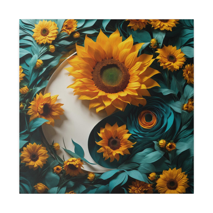 Sunflower Turquoise Elegance - Matte Canvas - Canvas - g(0D·IO) - 32" x 32" (Square) - 0.75'' -