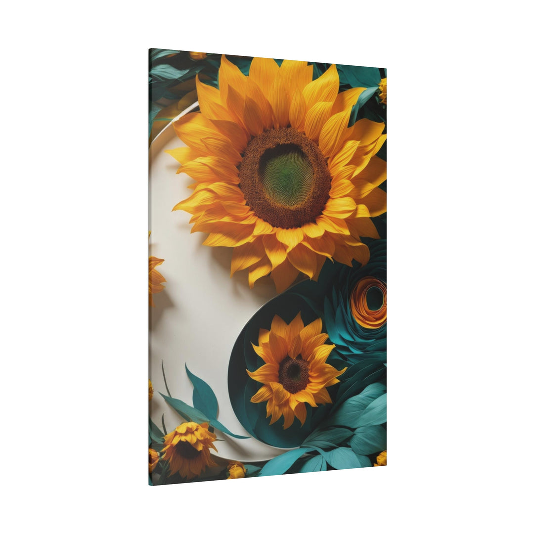 Sunflower Turquoise Elegance - Matte Canvas - Canvas - g(0D·IO) - 32" x 32" (Square) - 0.75'' -