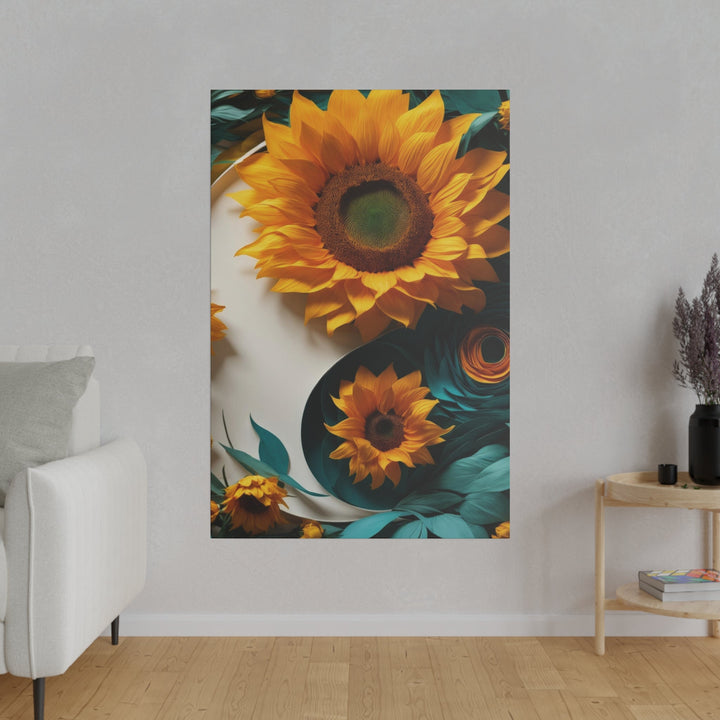 Sunflower Turquoise Elegance - Matte Canvas - Canvas - g(0D·IO) - 32" x 32" (Square) - 0.75'' -