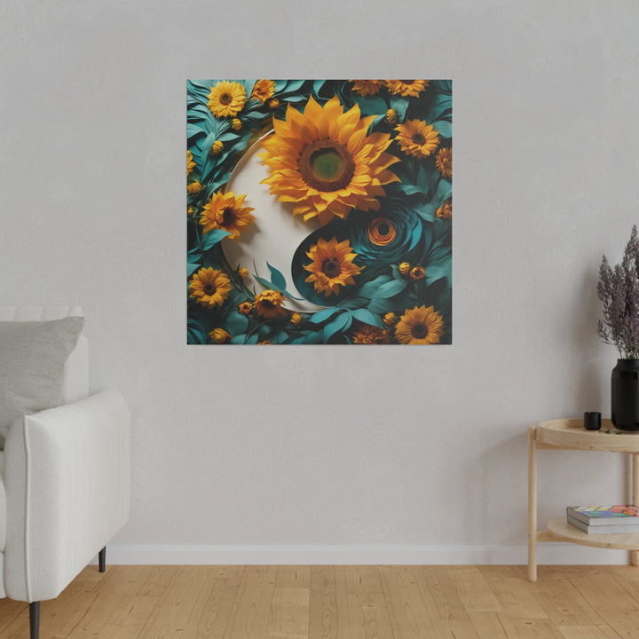 Sunflower Turquoise Elegance - Matte Canvas - Canvas - g(0D·IO) - 32" x 32" (Square) - 0.75'' -