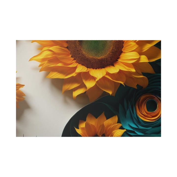 Sunflower Turquoise Elegance - Matte Canvas - Canvas - g(0D·IO) - 48″ x 32″ (Horizontal) - 0.75'' -