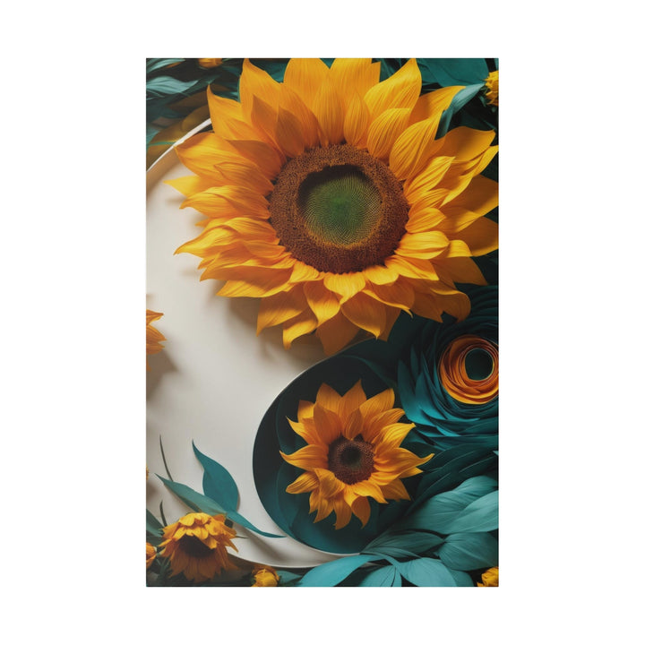 Sunflower Turquoise Elegance - Matte Canvas - Canvas - g(0D·IO) - 32″ x 48″ (Vertical) - 0.75'' -