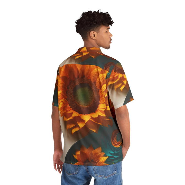 Sunflower Turquoise Elegance - Men's Hawaiian Shirt - All Over Prints - g(0D·IO) - S - Black -