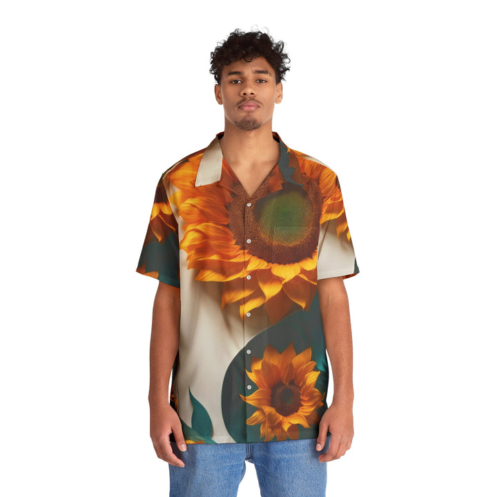 Sunflower Turquoise Elegance - Men's Hawaiian Shirt - All Over Prints - g(0D·IO) - S - Black -