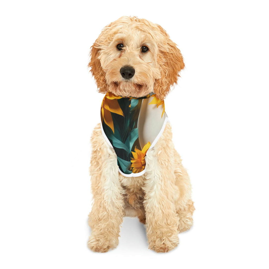 Sunflower Turquoise Elegance - Pet Hoodie - Pets - g(0D·IO) - XXS - Black Rib -