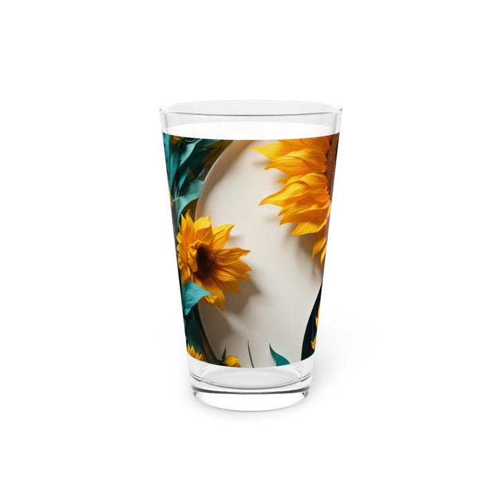 Sunflower Turquoise Elegance - Pint Glass - Mug - g(0D·IO) - 16oz - -