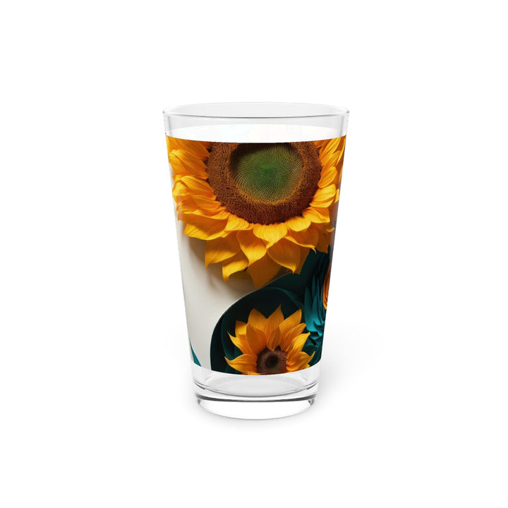 Sunflower Turquoise Elegance - Pint Glass - Mug - g(0D·IO) - 16oz - -