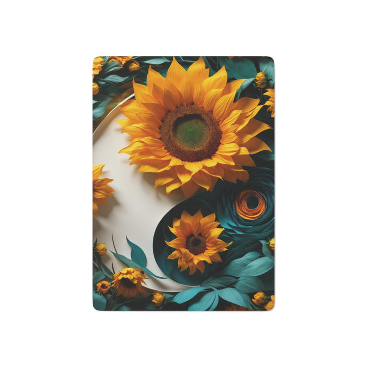 Sunflower Turquoise Elegance - Poker Cards - Paper products - g(0D·IO) - 2.47" x 3.47" - White - Semi Glossy