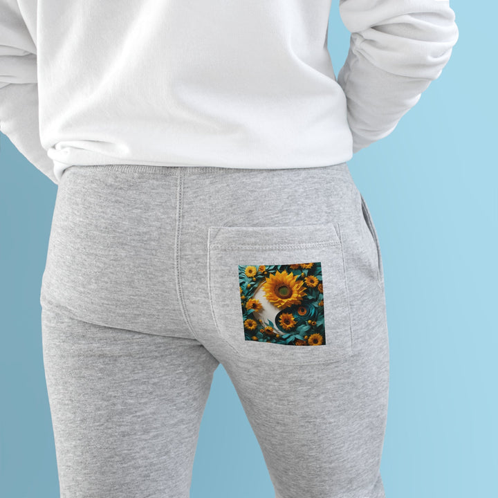 Sunflower Turquoise Elegance - Premium Fleece Joggers - Trousers - g(0D·IO) - Charcoal Heather - M -