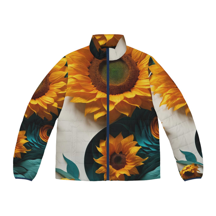 Sunflower Turquoise Elegance - Puffer Jacket - All Over Prints - g(0D·IO) - S - Dark blue zipper -