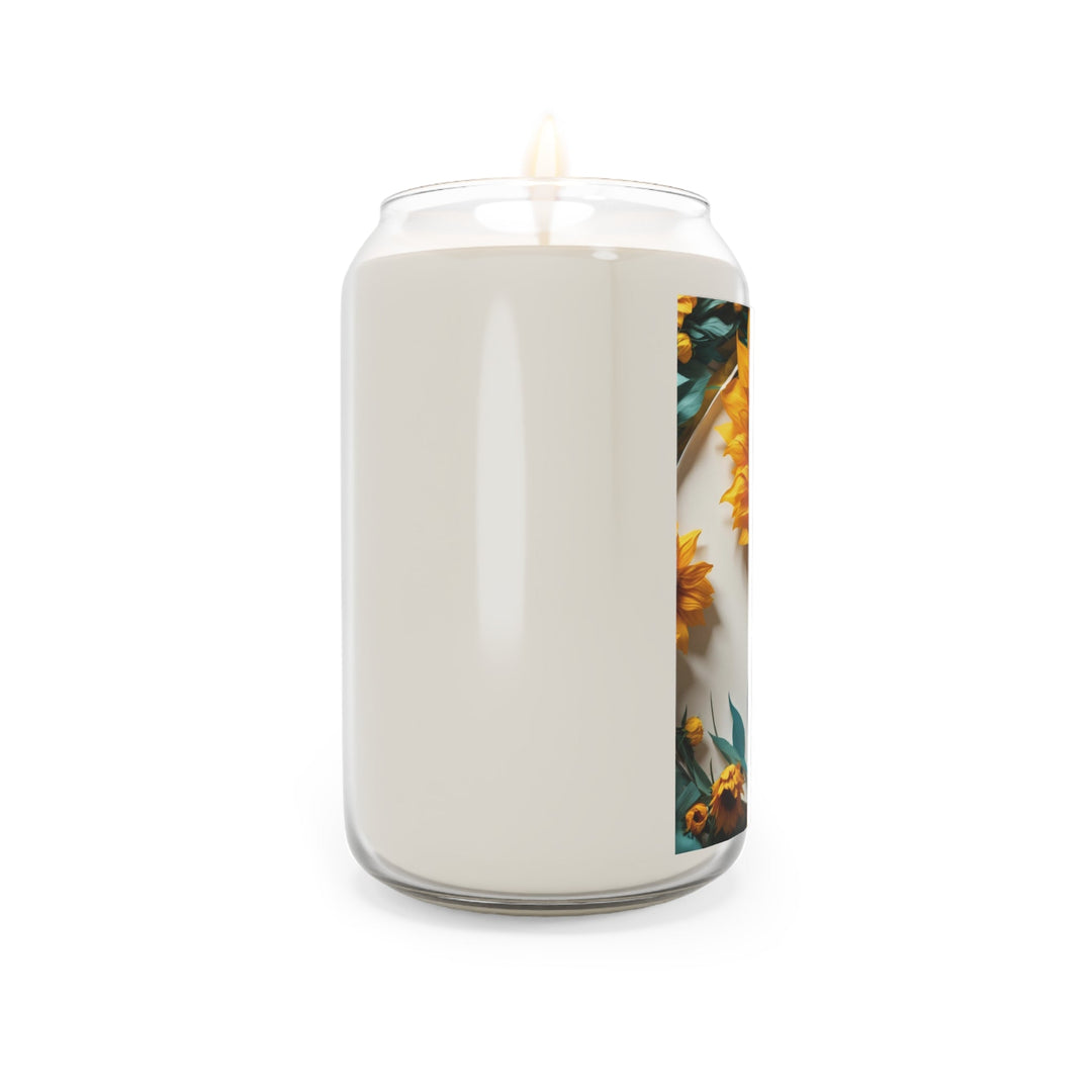 Sunflower Turquoise Elegance - Scented Candle - Home Decor - g(0D·IO) - Vanilla Bean - 13.75oz -
