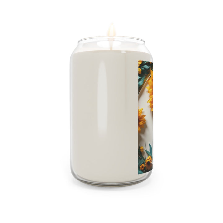 Sunflower Turquoise Elegance - Scented Candle - Home Decor - g(0D·IO) - Vanilla Bean - 13.75oz -