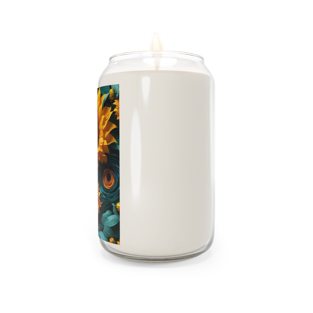 Sunflower Turquoise Elegance - Scented Candle - Home Decor - g(0D·IO) - Vanilla Bean - 13.75oz -