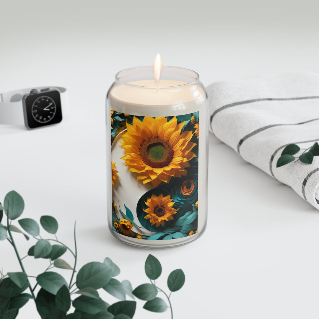 Sunflower Turquoise Elegance - Scented Candle - Home Decor - g(0D·IO) - Vanilla Bean - 13.75oz -