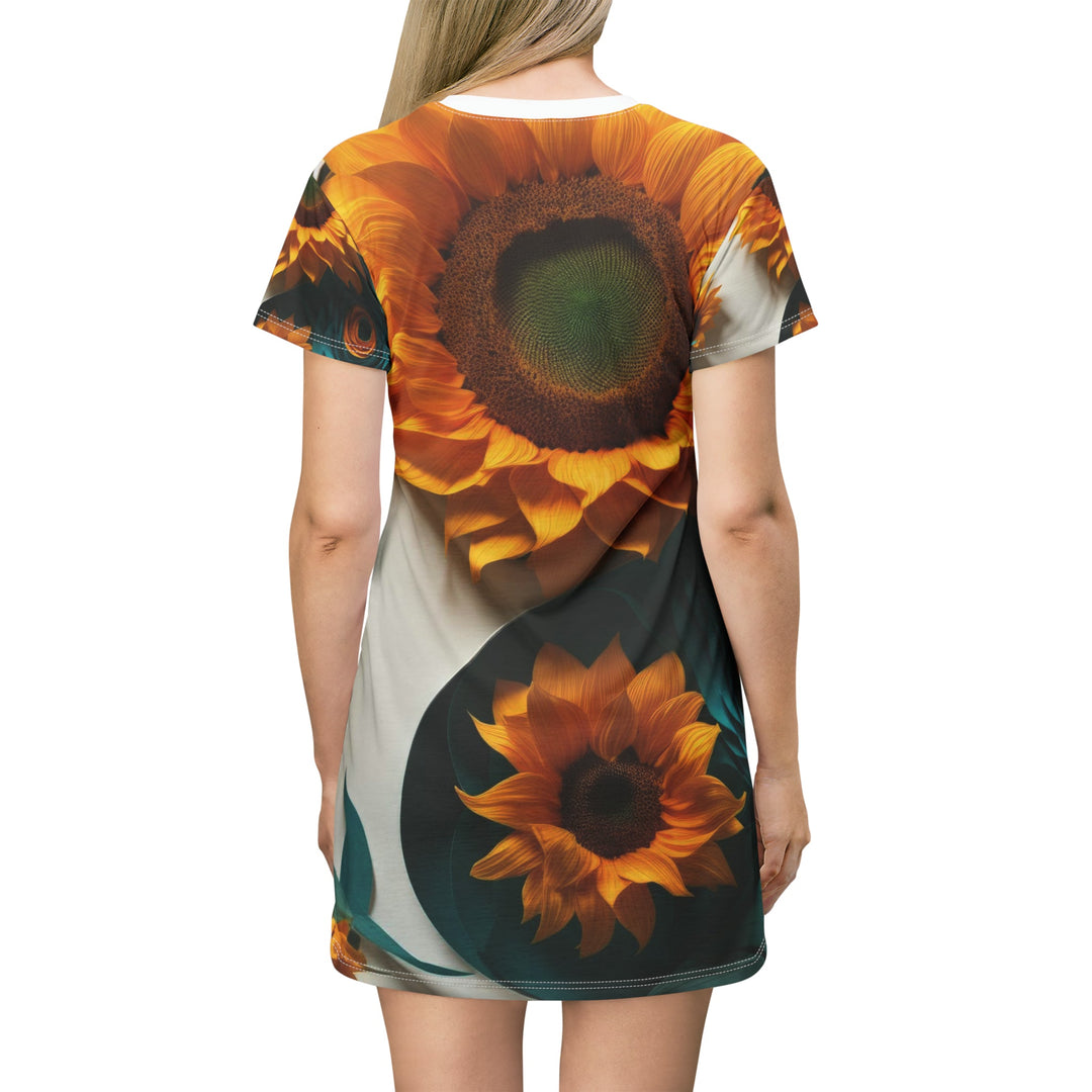 Sunflower Turquoise Elegance - T-Shirt Dress - All Over Prints - g(0D·IO) - XS - -