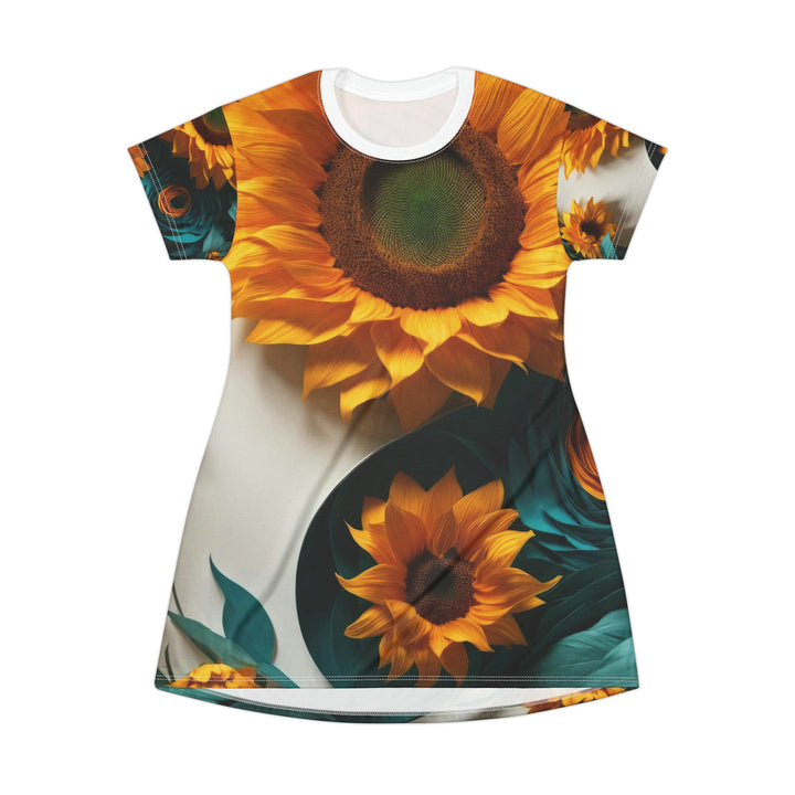 Sunflower Turquoise Elegance - T-Shirt Dress - All Over Prints - g(0D·IO) - XS - -