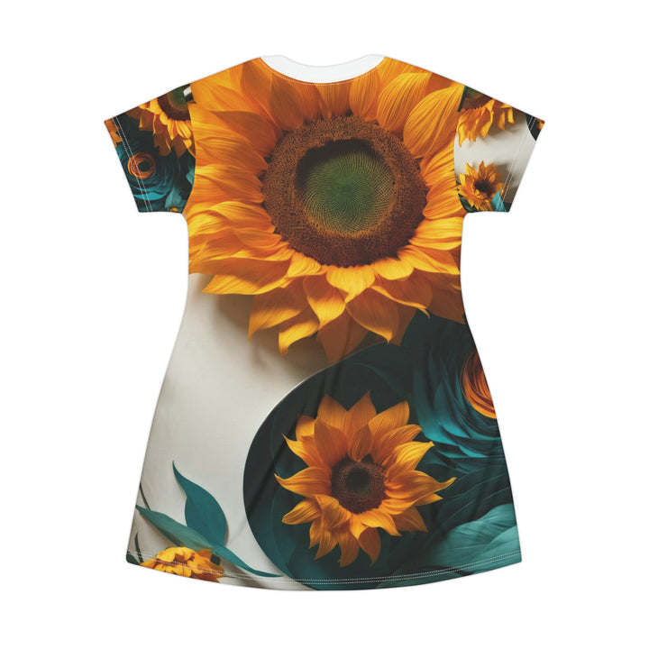 Sunflower Turquoise Elegance - T-Shirt Dress - All Over Prints - g(0D·IO) - XS - -