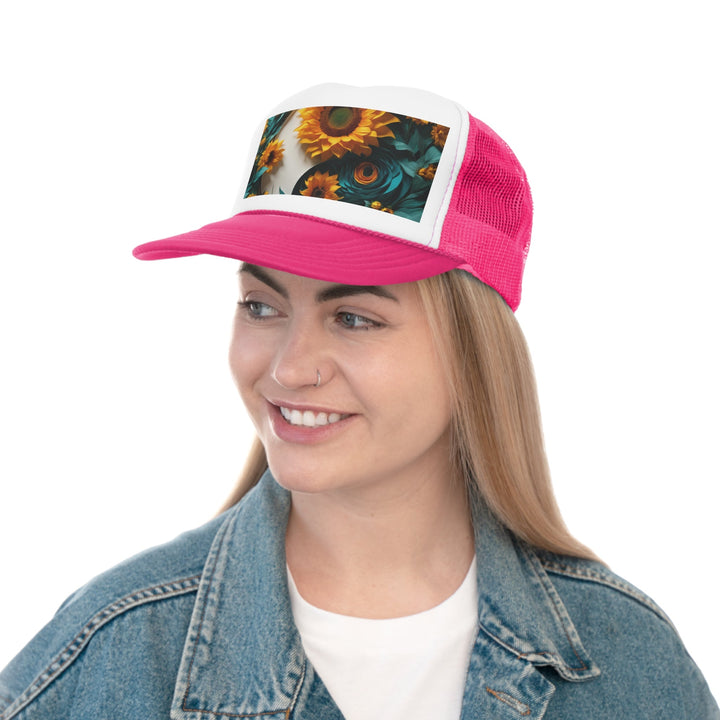 Sunflower Turquoise Elegance - Trucker Hat - Hats - g(0D·IO) - Pink - One size -