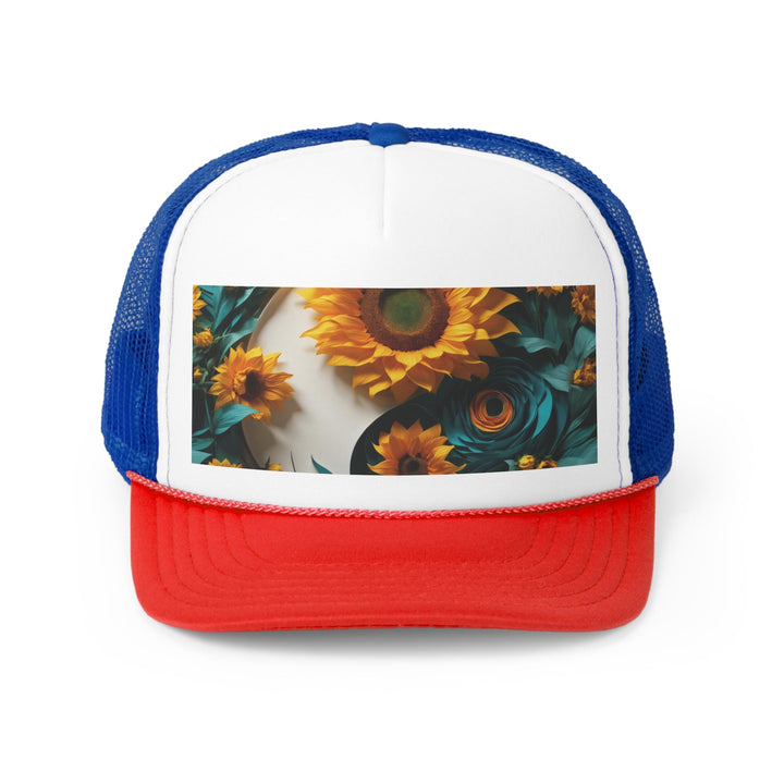 Sunflower Turquoise Elegance - Trucker Hat - Hats - g(0D·IO) - Blue/Red - One size -