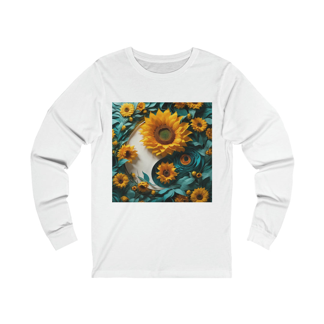 Sunflower Turquoise Elegance - Unisex Jersey Long Sleeve Tee - Long-sleeve - g(0D·IO) - S - White -