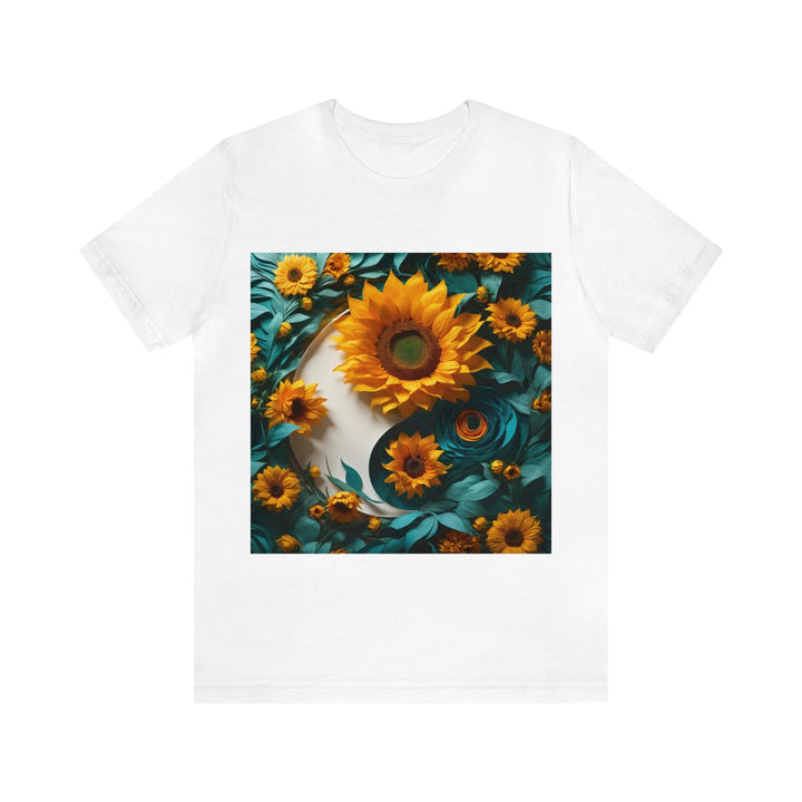 Sunflower Turquoise Elegance - Unisex Jersey Short Sleeve Tee - T-Shirt - g(0D·IO) - White - S -