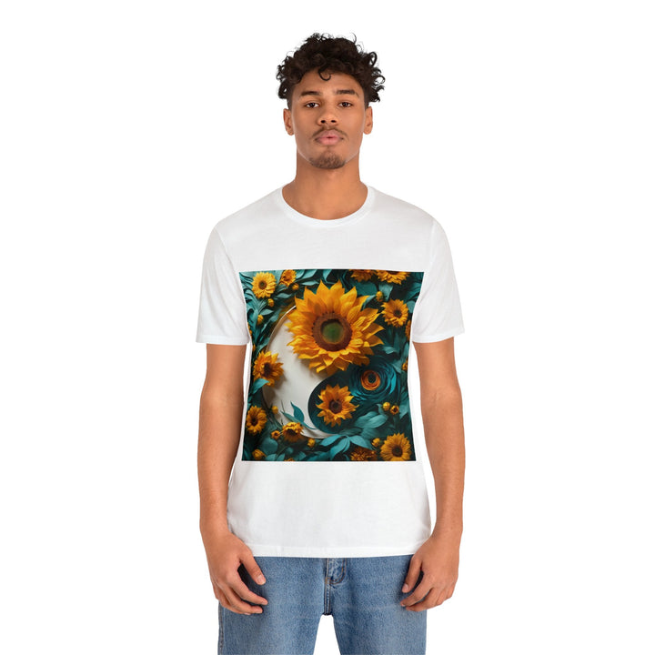 Sunflower Turquoise Elegance - Unisex Jersey Short Sleeve Tee - T-Shirt - g(0D·IO) - Black - S -