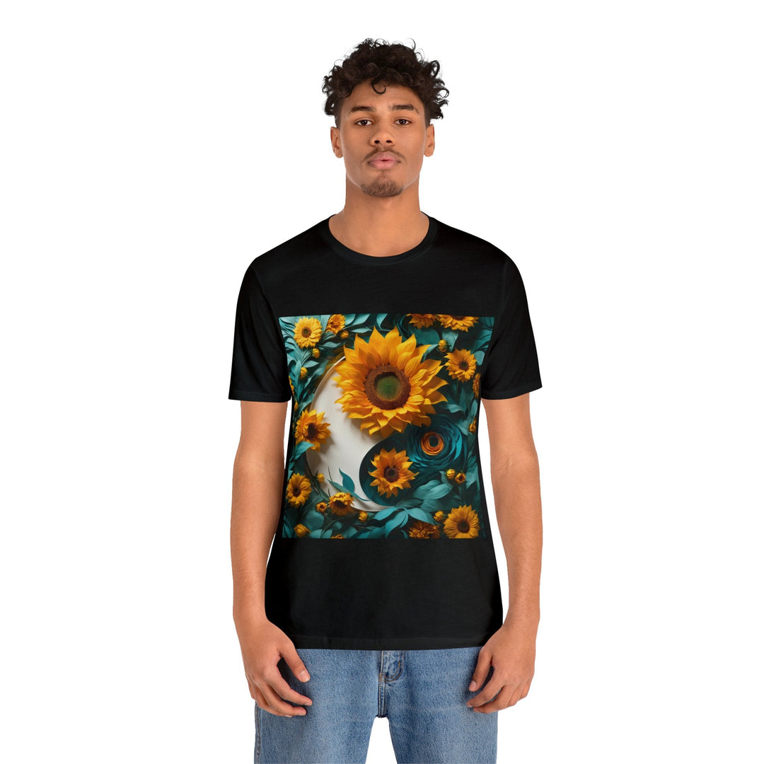 Sunflower Turquoise Elegance - Unisex Jersey Short Sleeve Tee - T-Shirt - g(0D·IO) - Black - S -